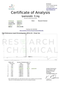 Ipamorelin Peptide 5MG 3 RC COA_Ipamorelin