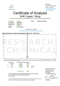 GHK-cu Copper Peptide 50mg 3 RC GHK-Cu Certificate of Analysis